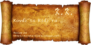 Kováts Klára névjegykártya